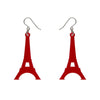 Eiffel Tower Solid Resin Drop Earrings - Red  -  Erstwilder Essentials  -  Quirky Resin and Enamel Accessories