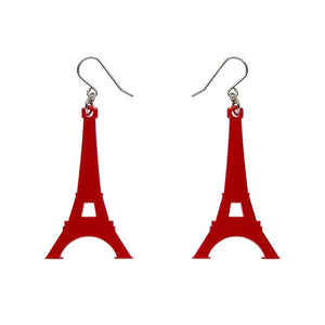 Eiffel Tower Solid Resin Drop Earrings - Red  -  Erstwilder Essentials  -  Quirky Resin and Enamel Accessories