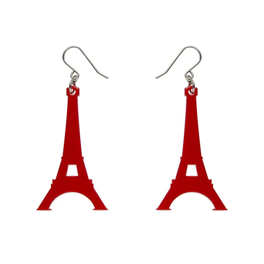 Eiffel Tower Solid Resin Drop Earrings - Red  -  Erstwilder Essentials  -  Quirky Resin and Enamel Accessories
