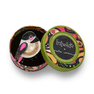 The Chirpy Black-Capped Chickadee Brooch  -  Erstwilder  -  Quirky Resin and Enamel Accessories