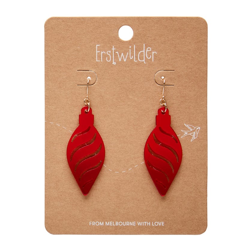 Long Bauble Drop Earrings - Red  -  Erstwilder Essentials  -  Quirky Resin and Enamel Accessories