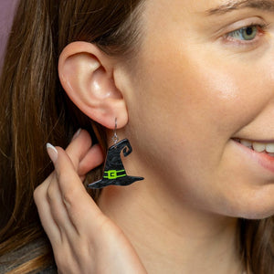 Witch's Hat Drop Earrings - Black  -  Erstwilder Essentials  -  Quirky Resin and Enamel Accessories