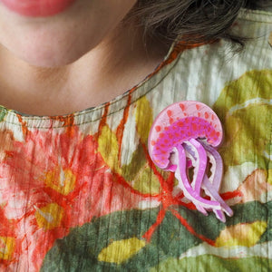 Mauve Stinger Jellyfish Brooch  -  Erstwilder  -  Quirky Resin and Enamel Accessories