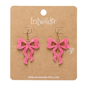 Bows Drop Earrings – Pink  -  Erstwilder Essentials  -  Quirky Resin and Enamel Accessories