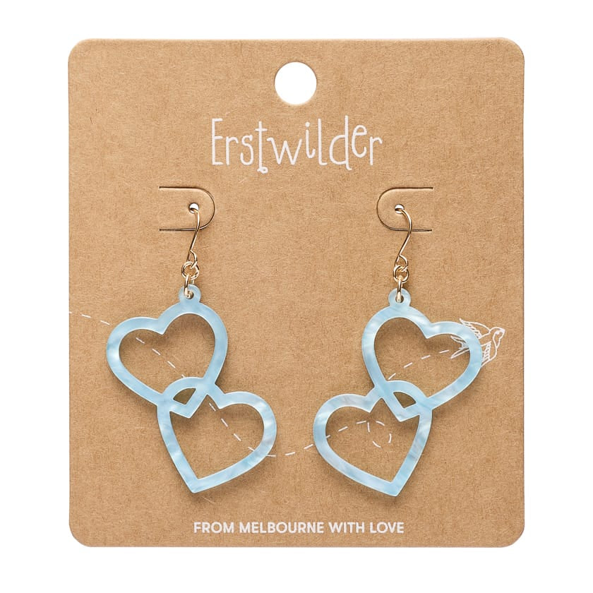 Heart Rings Drop Earrings – Blue  -  Erstwilder Essentials  -  Quirky Resin and Enamel Accessories