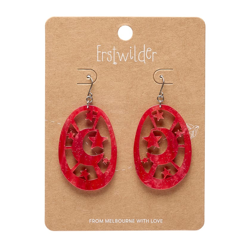 Moonlight Drop Earrings - Red  -  Erstwilder Essentials  -  Quirky Resin and Enamel Accessories