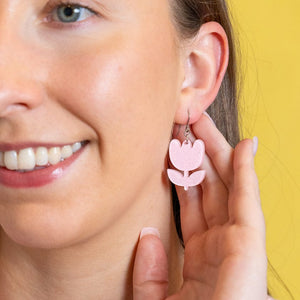 Tulip Drop Earrings - Pink  -  Erstwilder Essentials  -  Quirky Resin and Enamel Accessories
