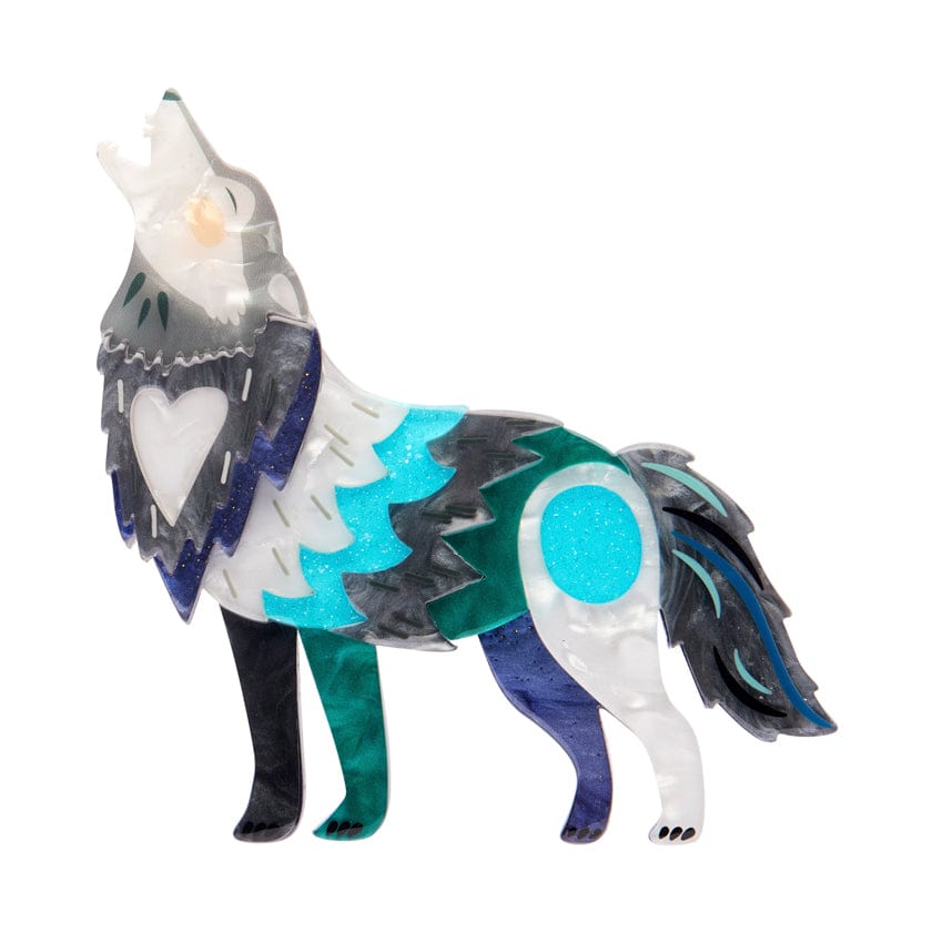 The Gallant Gray Wolf Brooch  -  Erstwilder  -  Quirky Resin and Enamel Accessories