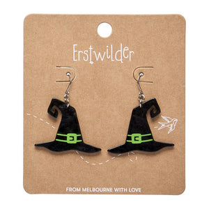 Witch's Hat Drop Earrings - Black  -  Erstwilder Essentials  -  Quirky Resin and Enamel Accessories