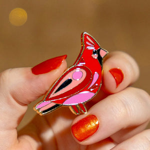 The Notable Northern Cardinal Enamel Pin  -  Erstwilder  -  Quirky Resin and Enamel Accessories