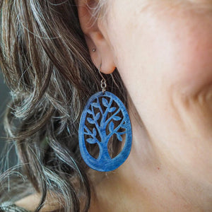 Tree Drop Earrings – Navy  -  Erstwilder Essentials  -  Quirky Resin and Enamel Accessories