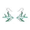 Swallow Drop Earrings - Green