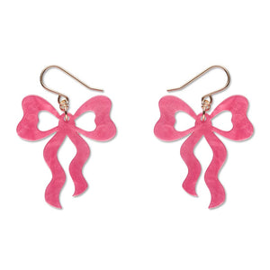 Bows Drop Earrings – Pink  -  Erstwilder Essentials  -  Quirky Resin and Enamel Accessories