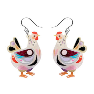 Clara the Chicken Drop Earrings  -  Erstwilder  -  Quirky Resin and Enamel Accessories