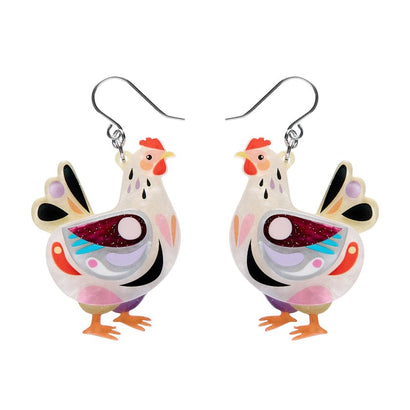 Clara the Chicken Drop Earrings  -  Erstwilder  -  Quirky Resin and Enamel Accessories