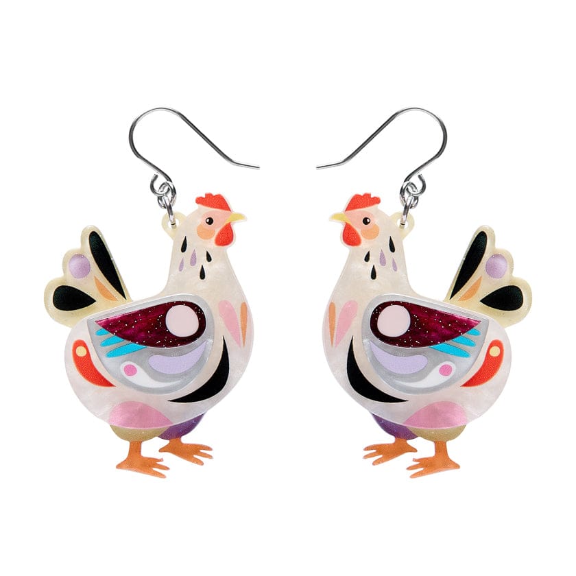 Clara the Chicken Drop Earrings  -  Erstwilder  -  Quirky Resin and Enamel Accessories