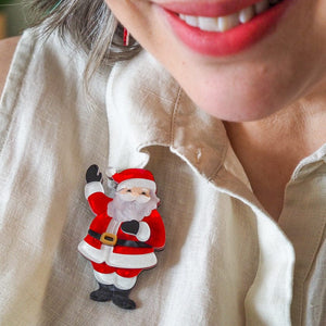 Santa’s Surprise Brooch  -  Erstwilder  -  Quirky Resin and Enamel Accessories