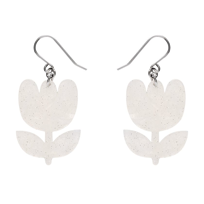 Tulip Drop Earrings - White  -  Erstwilder Essentials  -  Quirky Resin and Enamel Accessories