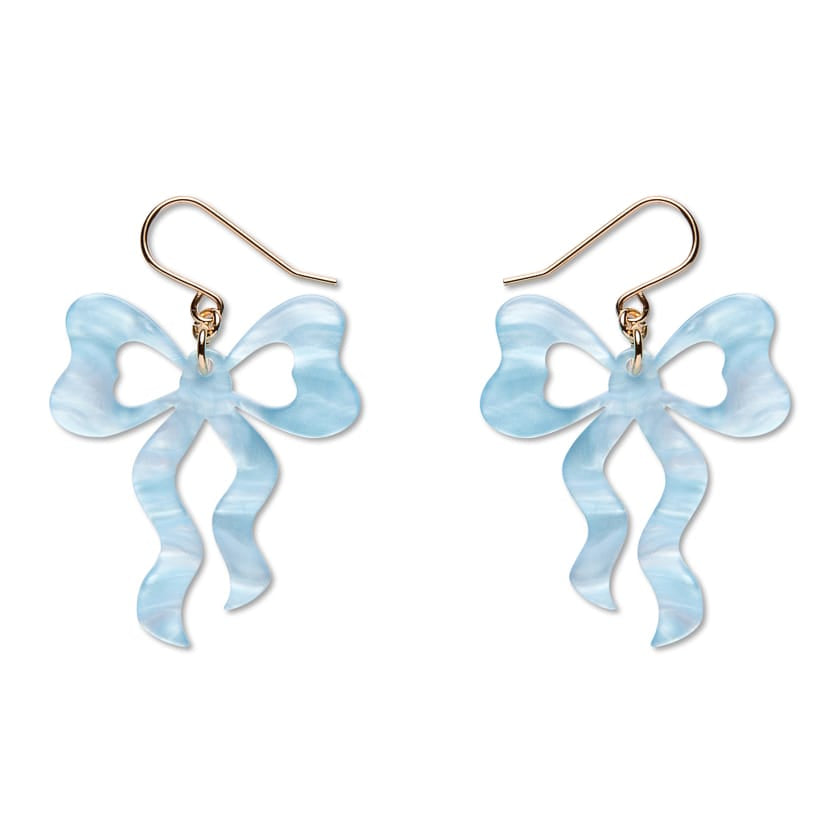 Bows Drop Earrings – Blue  -  Erstwilder Essentials  -  Quirky Resin and Enamel Accessories