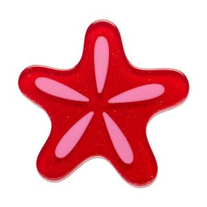 Red Starfish Simplified Mini Brooch  -  Erstwilder Simplified  -  Quirky Resin and Enamel Accessories