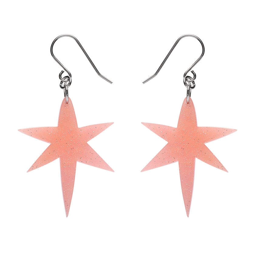 North Star Drop Earrings - Pink  -  Erstwilder Essentials  -  Quirky Resin and Enamel Accessories