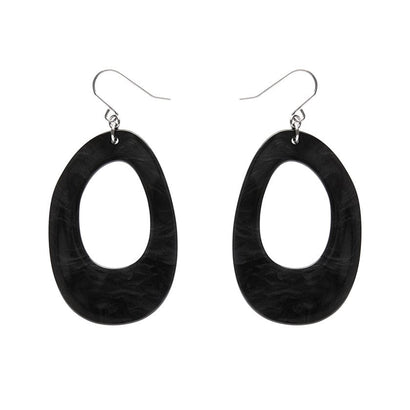 Bold Hoop Ripple Drop Earrings - Black  -  Erstwilder Essentials  -  Quirky Resin and Enamel Accessories
