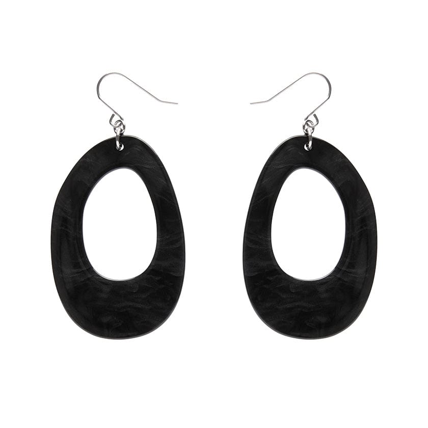 Bold Hoop Ripple Drop Earrings - Black  -  Erstwilder Essentials  -  Quirky Resin and Enamel Accessories