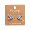 Atomic Boomerang Glitter Stud Earrings - Silver