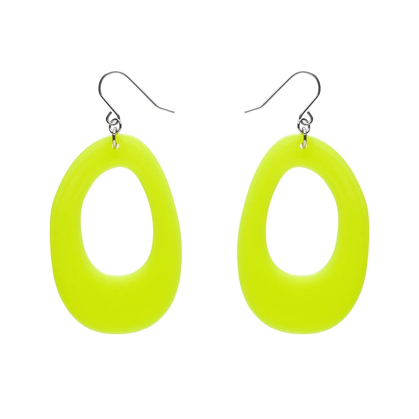 Bold Hoop Solid Drop Earrings - Neon Yellow  -  Erstwilder Essentials  -  Quirky Resin and Enamel Accessories