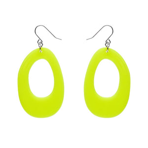 Bold Hoop Solid Drop Earrings - Neon Yellow  -  Erstwilder Essentials  -  Quirky Resin and Enamel Accessories