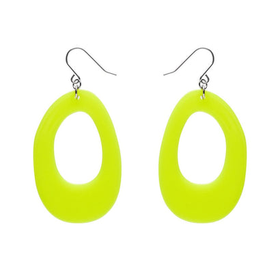 Bold Hoop Solid Drop Earrings - Neon Yellow  -  Erstwilder Essentials  -  Quirky Resin and Enamel Accessories