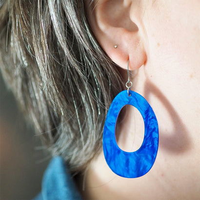 Bold Hoop Ripple Drop Earrings - Navy Blue  -  Erstwilder Essentials  -  Quirky Resin and Enamel Accessories