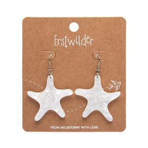 Starfish Ripple Drop Earrings - White  -  Erstwilder Essentials  -  Quirky Resin and Enamel Accessories