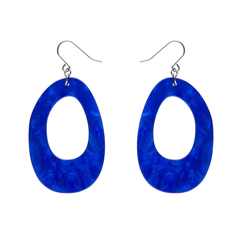 Bold Hoop Ripple Drop Earrings - Navy Blue  -  Erstwilder Essentials  -  Quirky Resin and Enamel Accessories