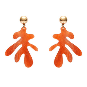 Coral Ripple Glitter Drop Earrings - Orange  -  Erstwilder Essentials  -  Quirky Resin and Enamel Accessories