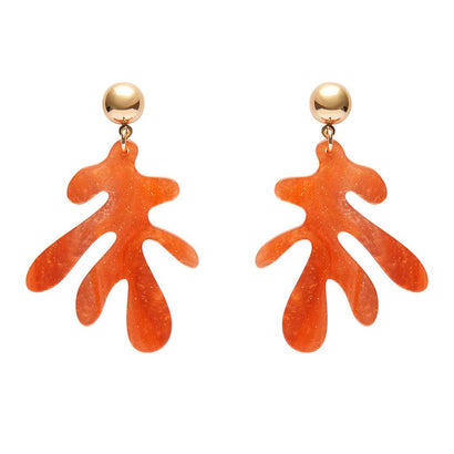Coral Ripple Glitter Drop Earrings - Orange  -  Erstwilder Essentials  -  Quirky Resin and Enamel Accessories