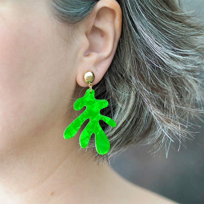 Coral Ripple Drop Earrings - Green  -  Erstwilder Essentials  -  Quirky Resin and Enamel Accessories