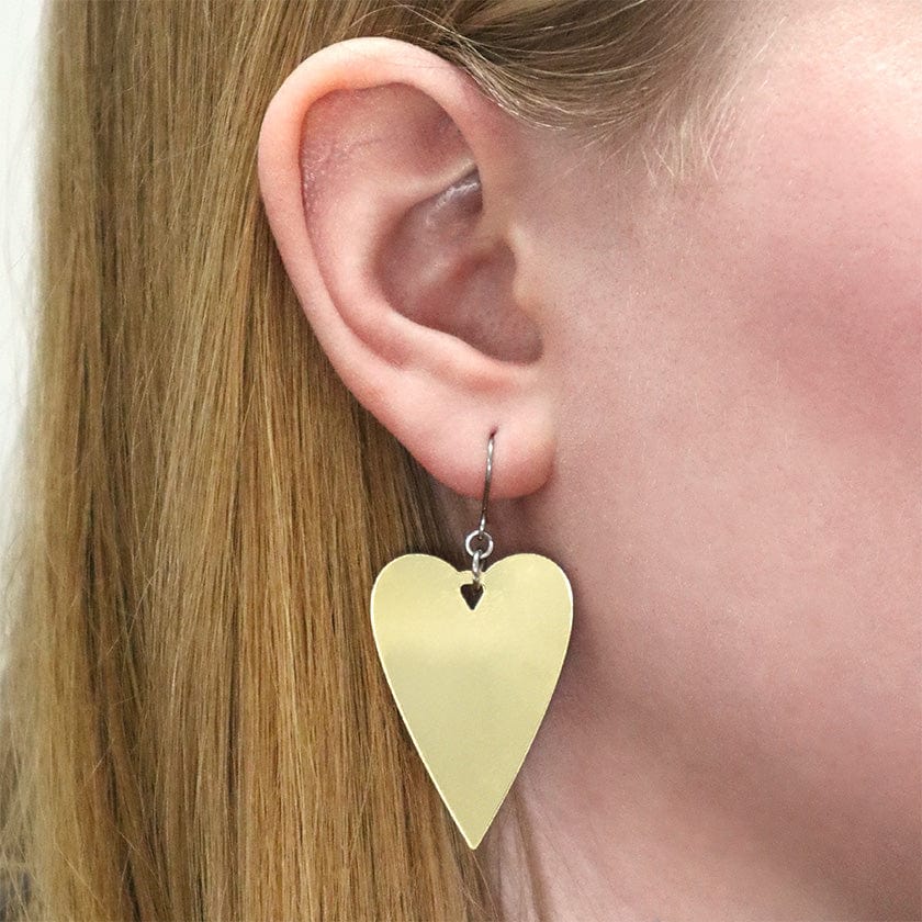 From the Heart Essential Drop Earrings - Gold  -  Erstwilder Essentials  -  Quirky Resin and Enamel Accessories