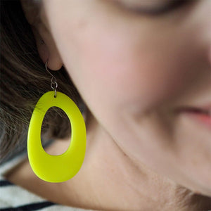 Bold Hoop Solid Drop Earrings - Neon Yellow  -  Erstwilder Essentials  -  Quirky Resin and Enamel Accessories
