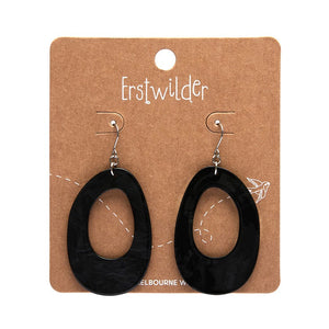 Bold Hoop Ripple Drop Earrings - Black  -  Erstwilder Essentials  -  Quirky Resin and Enamel Accessories
