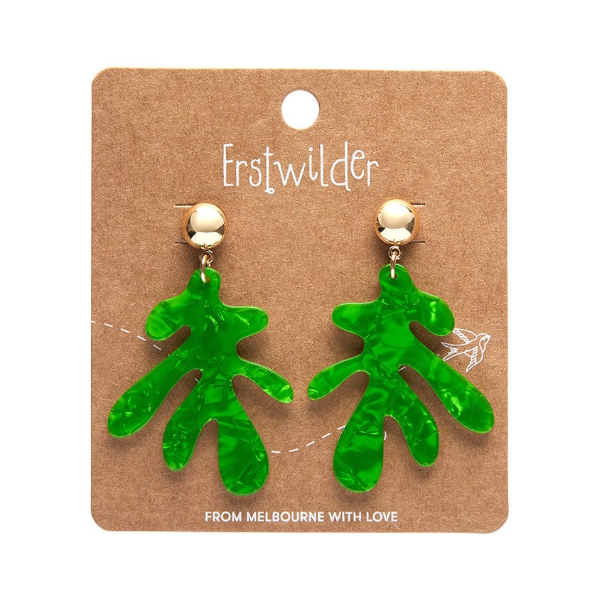 Coral Ripple Drop Earrings - Green  -  Erstwilder Essentials  -  Quirky Resin and Enamel Accessories