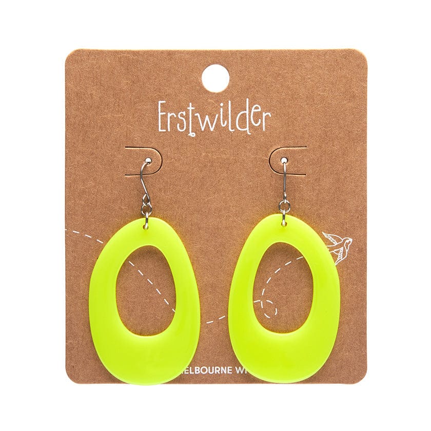 Bold Hoop Solid Drop Earrings - Neon Yellow  -  Erstwilder Essentials  -  Quirky Resin and Enamel Accessories