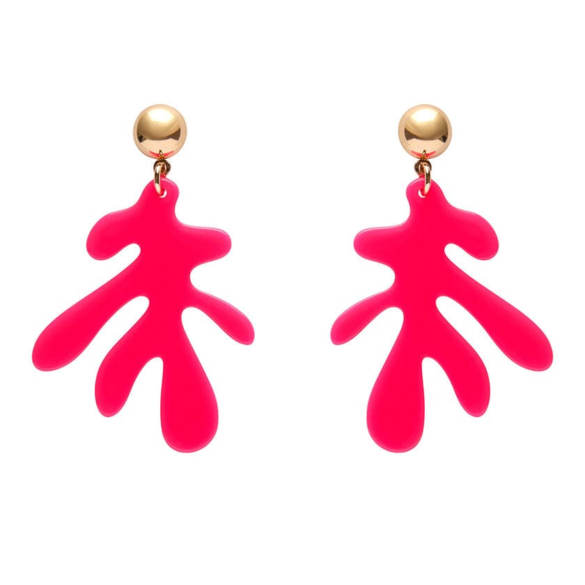 Coral Solid Drop Earrings - Neon Pink  -  Erstwilder Essentials  -  Quirky Resin and Enamel Accessories