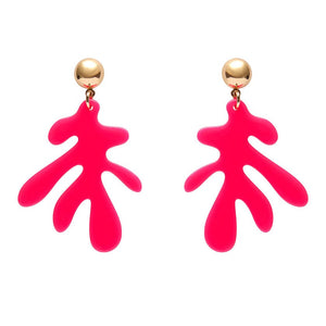 Coral Solid Drop Earrings - Neon Pink  -  Erstwilder Essentials  -  Quirky Resin and Enamel Accessories