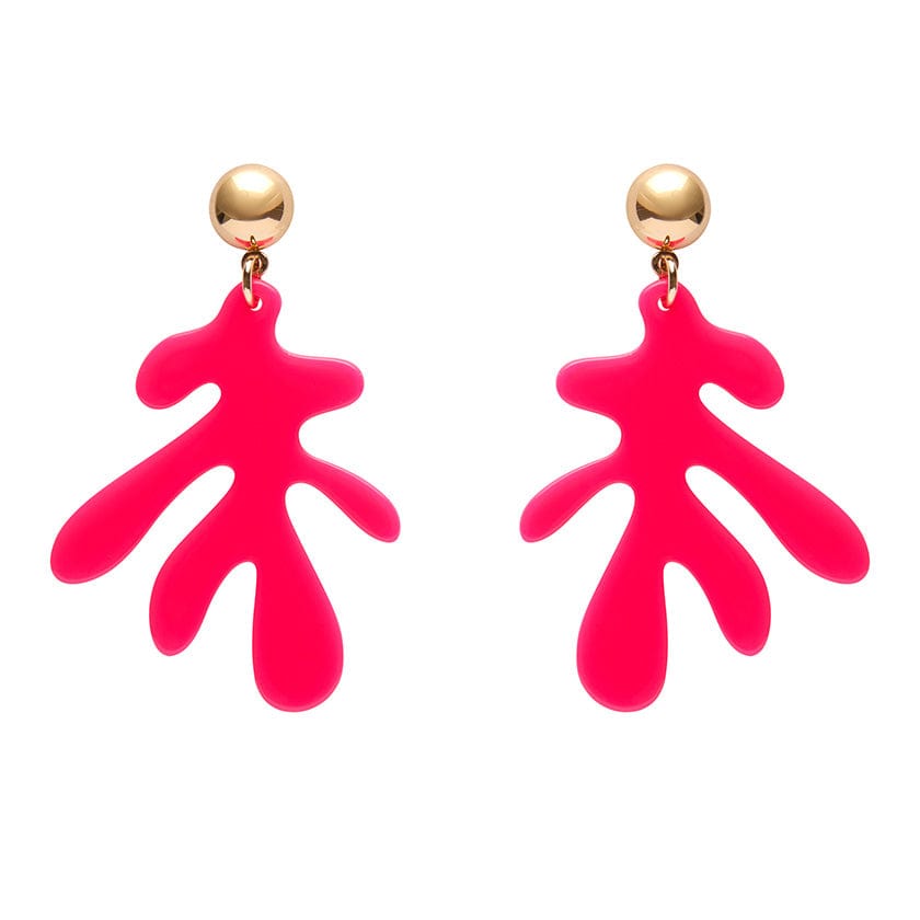 Coral Solid Drop Earrings - Neon Pink  -  Erstwilder Essentials  -  Quirky Resin and Enamel Accessories