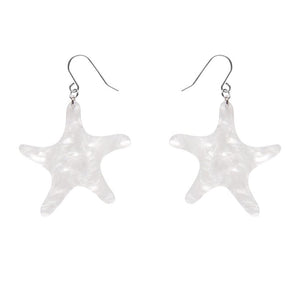 Starfish Ripple Drop Earrings - White  -  Erstwilder Essentials  -  Quirky Resin and Enamel Accessories
