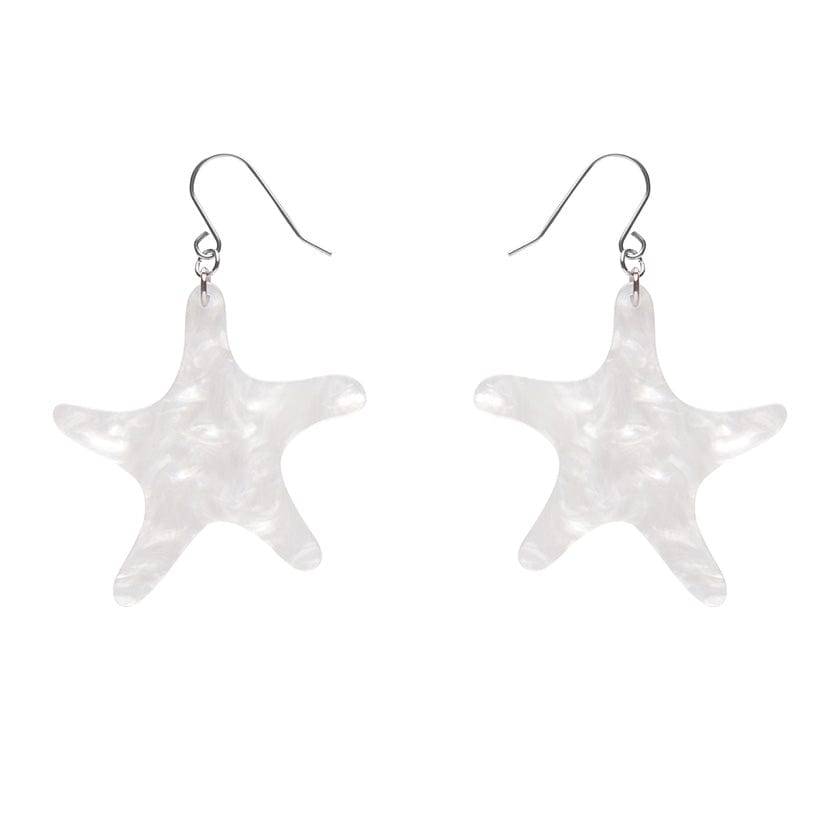 Starfish Ripple Drop Earrings - White  -  Erstwilder Essentials  -  Quirky Resin and Enamel Accessories