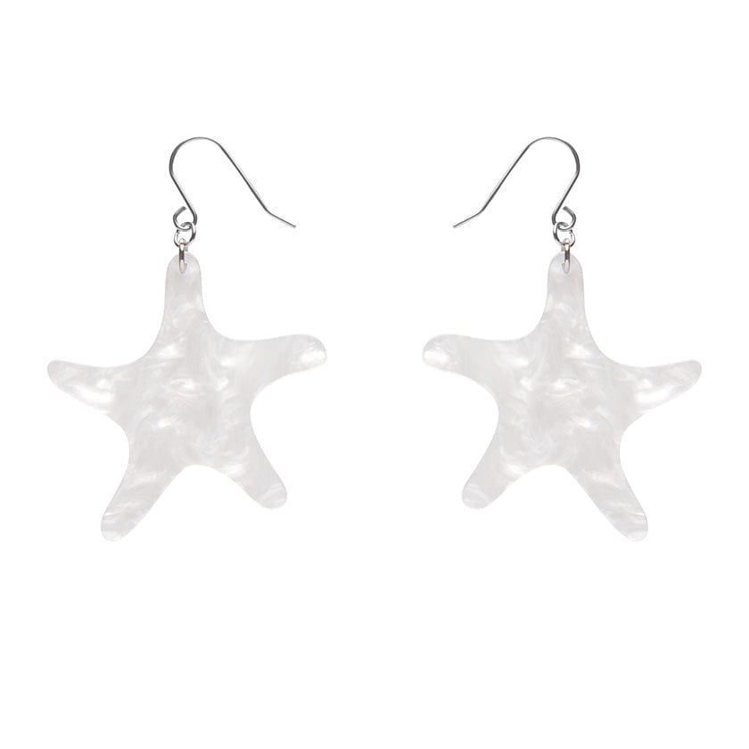 Starfish Ripple Drop Earrings - White  -  Erstwilder Essentials  -  Quirky Resin and Enamel Accessories