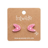 Atomic Boomerang Glitter Stud Earrings - Pink  -  Erstwilder Essentials  -  Quirky Resin and Enamel Accessories