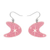 Atomic Boomerang Glitter Drop Earrings - Pink  -  Erstwilder Essentials  -  Quirky Resin and Enamel Accessories